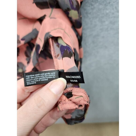 The Limited Womens Floral Print Top With Puff Sleeves & Tie Back M 100% Polyeste - Picture 4 of 6